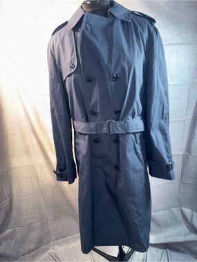 20A-Defense Logistics Agency Men's Navy Double-Breasted Trench Coat with Belt